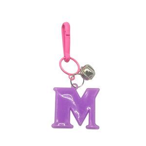 Vintage Bell Clip Charm Letter M Purple Initial Dangle For Toy Chain Prize *80